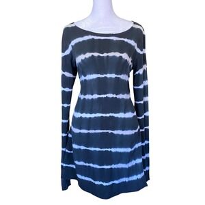 Hard Tail Tie Dye Striped Long Sleeve Mini Dress Tunic Top Large Cotton Y2K